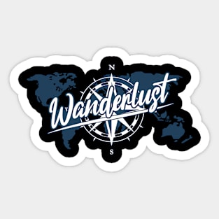 Wanderlust Compass World Map Travel Design Sticker